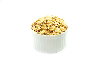 Oatmeal in a bowl on a white background. Oatmeal in a cup. Contains antioxidants, which can help...
