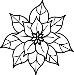 Obraz premium Elegant poinsettia flower line art vector illustration
