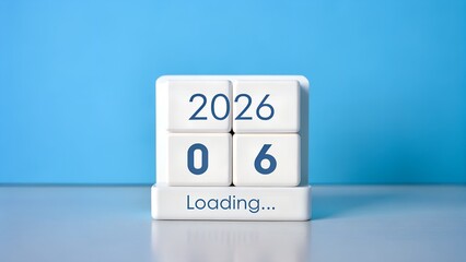 2026 loading calendar blocks with blue background