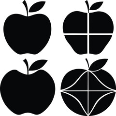 apple icons set  vector arts and illustration