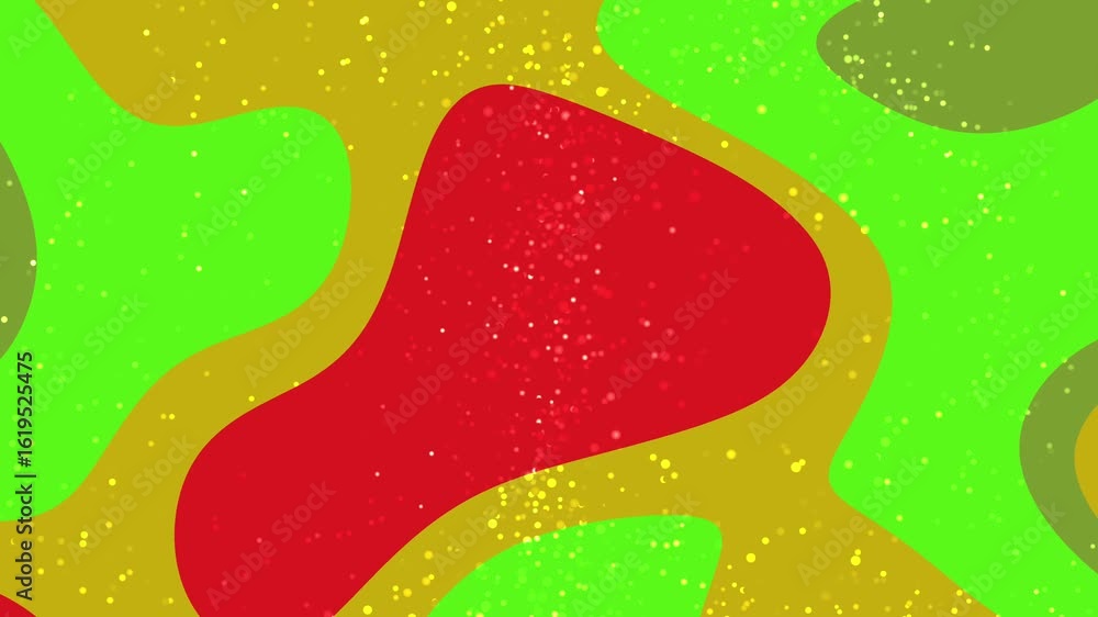 Poster abstracts liquid particles_ dynamic abstract fluid shapes animation with sparkling particles in red,