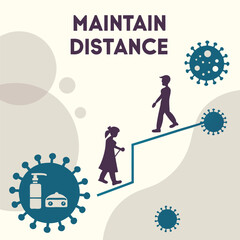 Social distancing poster for public places generated by ai