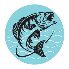 Silhouettes of big fish vector illustration in black graphic design for t-shirt	