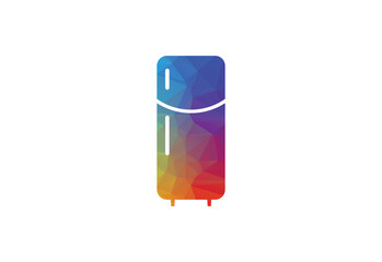 Low Poly with Refrigerator Fridge Logo Design, Vector illustration