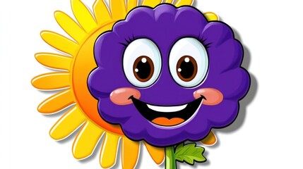 Cartoon flower with happy face.