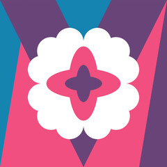 Beautiful geometric background. Figures of different shapes. Tribal form. Flowers. Geometric design. Creative textures. Colorful art. Modern graphic poster. Retro color. Vector illustration