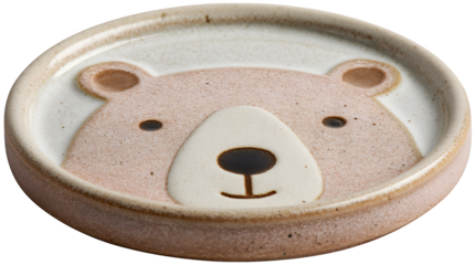 Ceramic bear face dish, isolated on transparent background