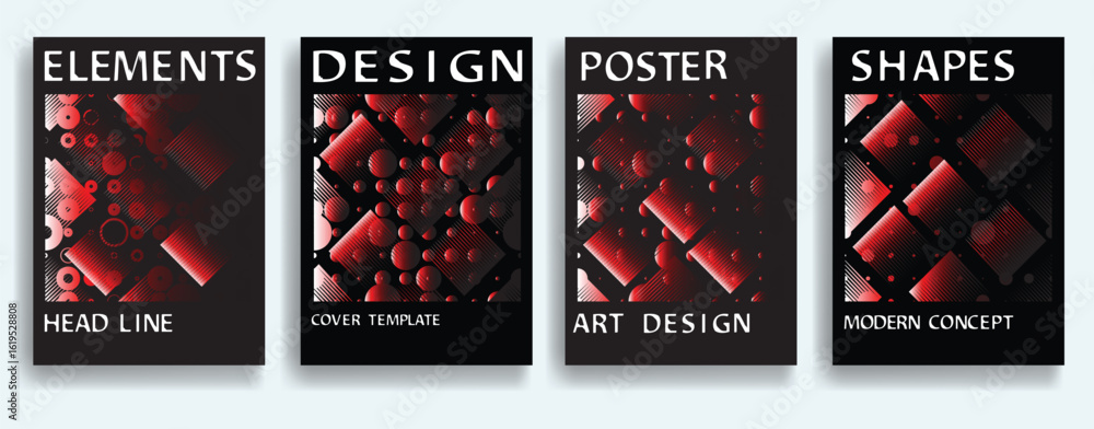 Poster modern posters . vector design composition with colorful various geometric shapes . abstract contemp