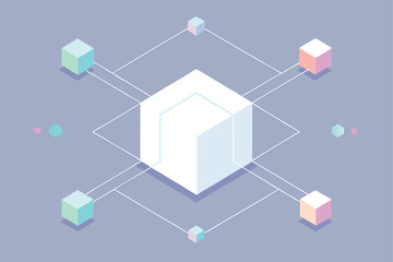 White Cube 3D Futuristic Vector Illustration