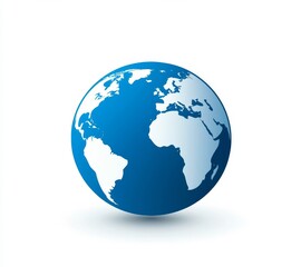 Fototapeta premium Stylized Globe Representation of Earth in Blue and White Gradient with Clean White Background, Ideal for Educational and Global Themes, Modern and Minimalist Design for Versatile Use