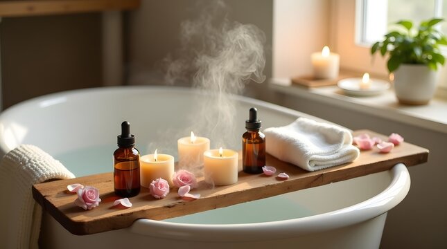 Home Spa Relaxation with Candlelight and Essentials 2.