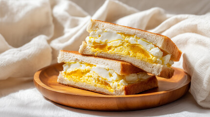 温かい光が降り注ぐふわふわ卵サンドイッチ