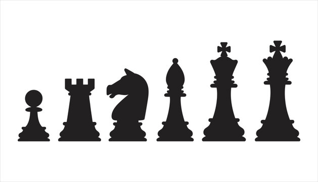 king of queen chess silhouette vector design 