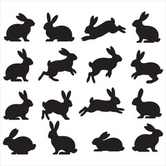 rabbits silhouettes vector