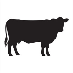 black silhouette of a cow