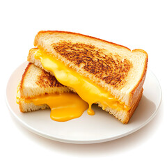 Golden Grilled Cheese Sandwich with Melted Cheese on a White Plate