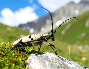 Close-up of a longhorn beetle on a rock (1)