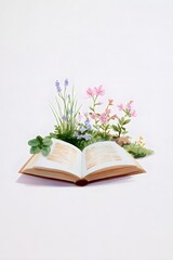 a_cute_watercolour_painting_of_an_open_book, generation AI 