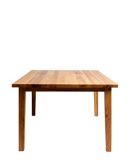 Brown antique wooden table, a simple piece of furniture, isolated on a white background