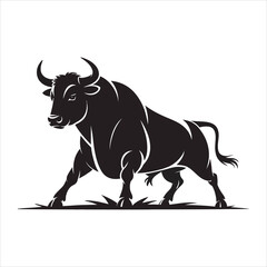 vector illustration of a black bull