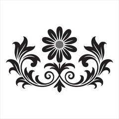 Floral Ornament Vector | Black and White Decorative Design