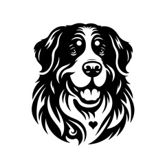 Bernese Mountain Dog Tribal Tattoo Style Portrait.