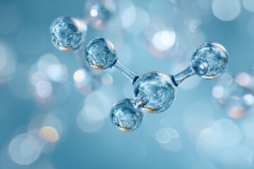 Abstract 3D rendering of a molecule against a bokeh background