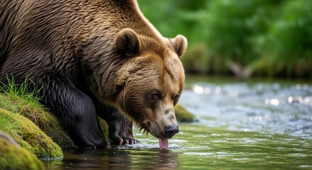 Fototapeta premium brown bear in water