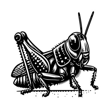 black and white grasshopper insect clip art preview