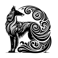 Elegant Black Wolf Tribal Tattoo Design.
