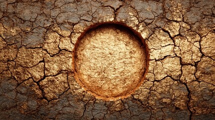 Golden Circle in Cracked Brown Earth