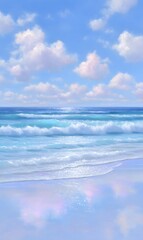 Fototapeta premium a_sandy_beach_with_soft_waves, generation AI 