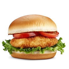Crispy Chicken Sandwich with Fresh Lettuce and Tomato Slices