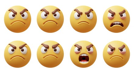 Fototapeta premium Collection of digital emoticons with different facial expressions