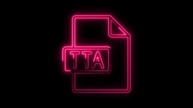 Glowing neon T A file icon isolated on black background vibrant pink light symbol futuristic technology