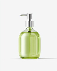 bottle of liquid soap with dispenser, modern packaging, white background