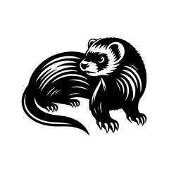 Stylized Black and White Badger Illustration.