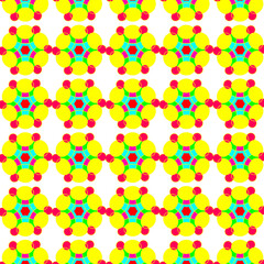 seamless pattern with colorful circles Design a colorful 6-star pattern on the fabric.