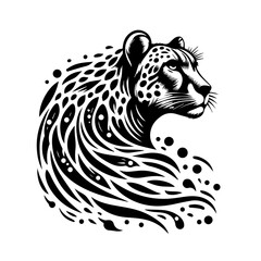 Stylized Black and White Cheetah Head Illustration 2.