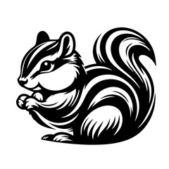 Stylized Black and White Chipmunk Illustration 1.
