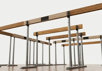 Hurdles in a Row: Obstacles and Challenges Concept