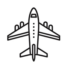 Top view outline icon of a commercial air-plane