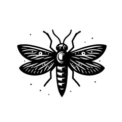 Stylized Black and White Insect Illustration.