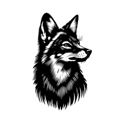 Stylized Black and White Wolf Portrait 1.