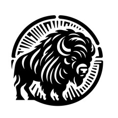 Stylized Black Bison Silhouette Emblem.