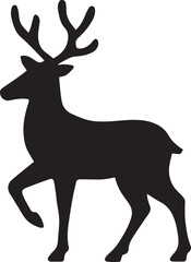 Obraz premium Black silhouette of a stag walking deer white