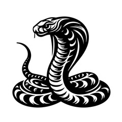 Stylized Black Cobra Snake Illustration.