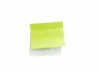 Blank green sticky note isolated on white background with clipping path. Green sheets for notes. Sticky note paper with shadow. 