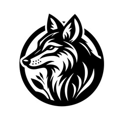 Stylized Black Wolf Head Emblem.