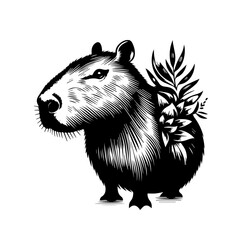 Stylized Capybara with Floral Embellishments.